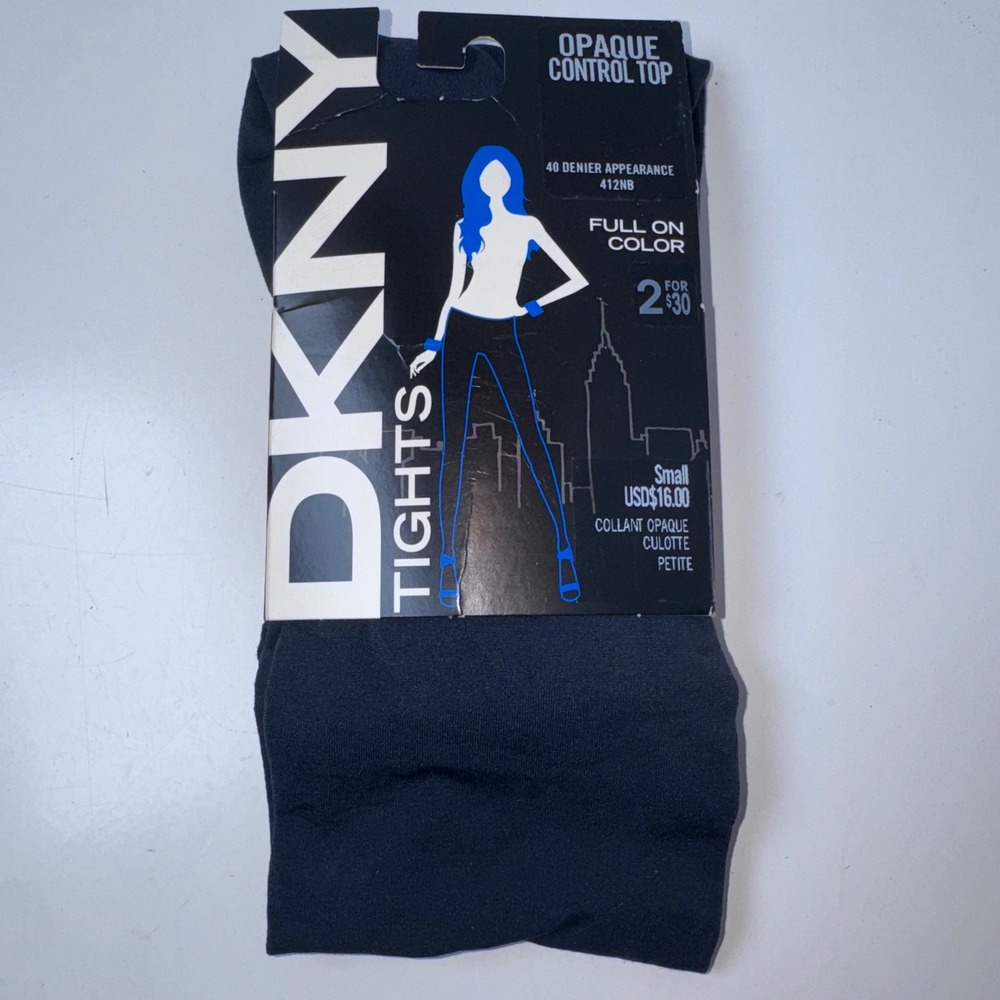 DKNY Tights Women Small Royal Navy Opaque Control Top 40 Denier 412NB